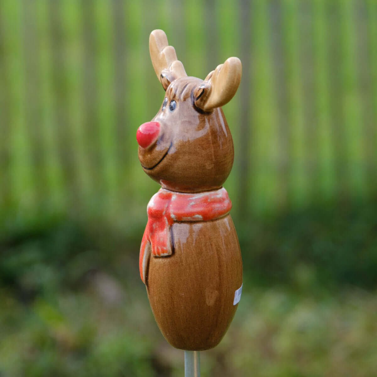Tangoo Keramik Elch für den Garten mit roten Halstuch (Rentier)