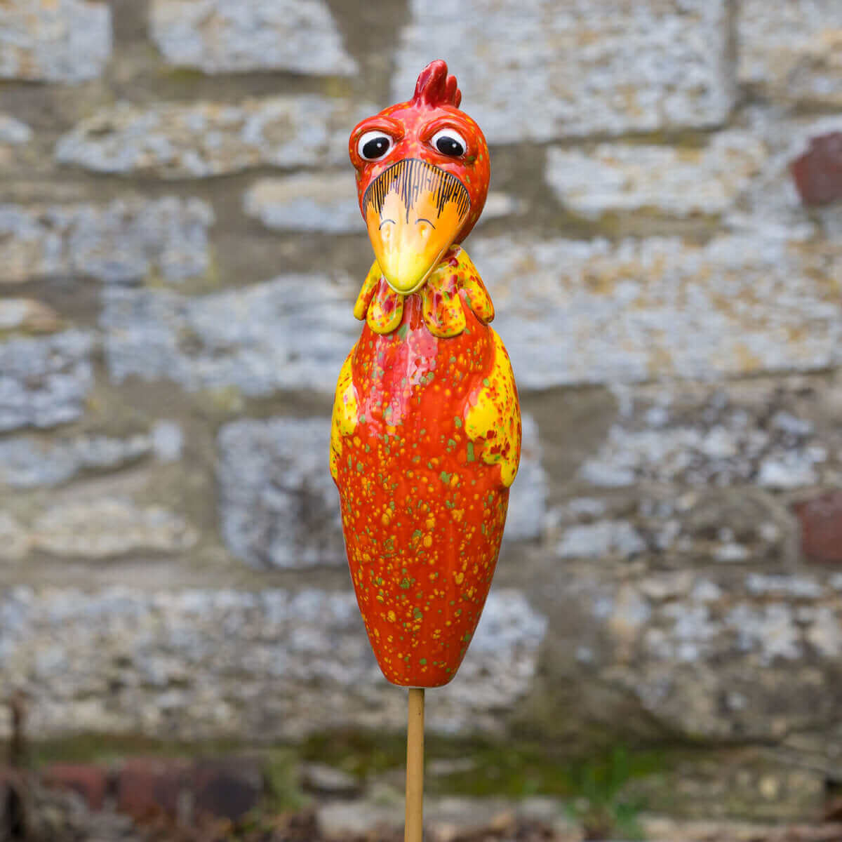 Keramik Huhn groß rot mit Effekten