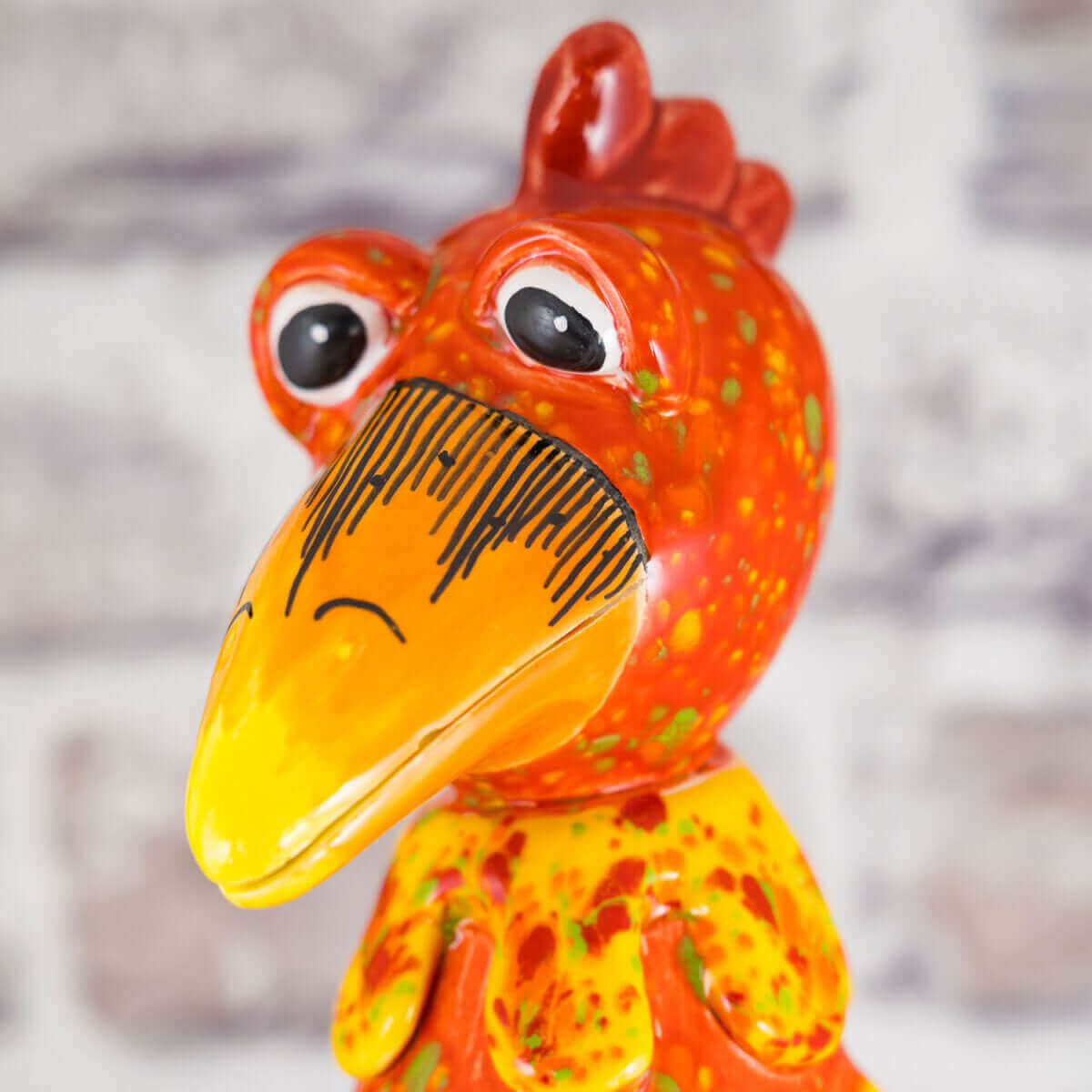 Keramik Huhn groß rot mit Effekten