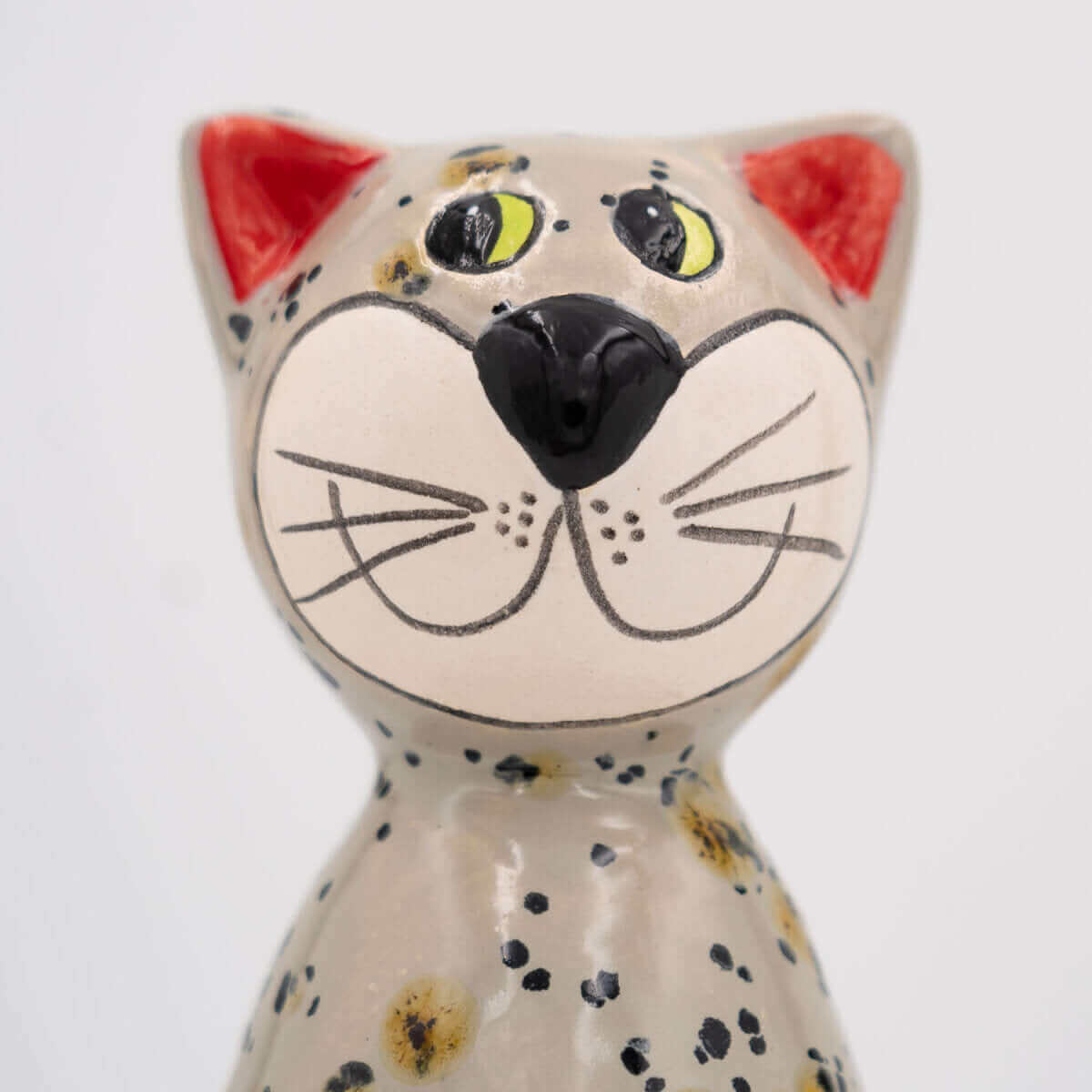 Keramik Katze beige klein für den Garten / Gartenstecker