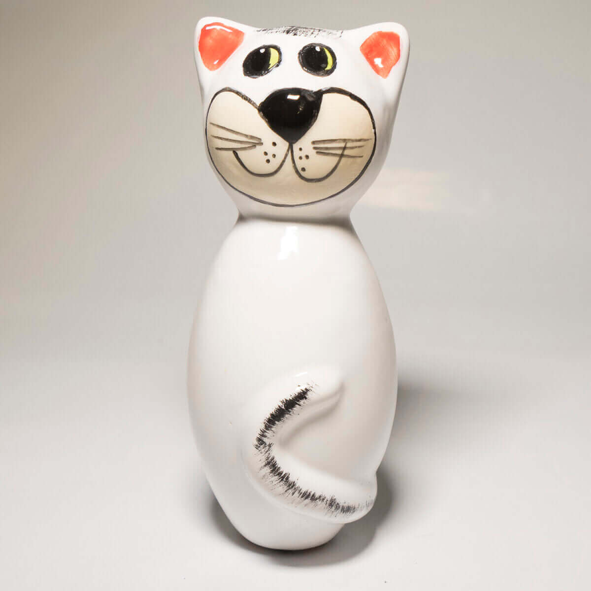 Keramik Katze für den Garten, klein weiß