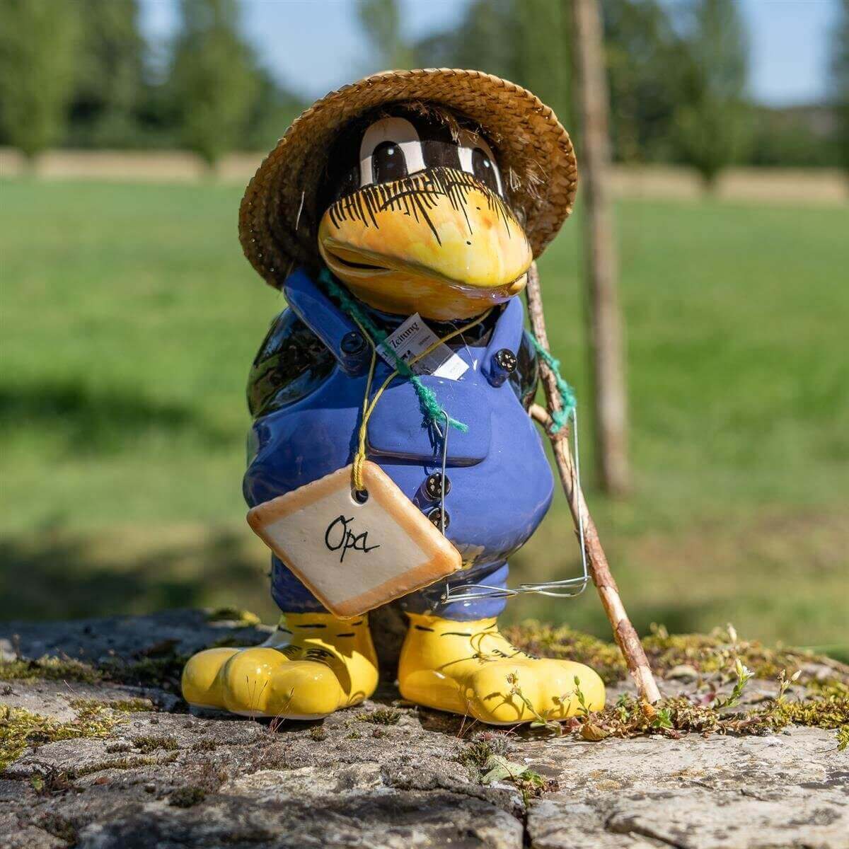 Tangoo Keramik Rabe "Opa" blaue Hose für den Garten
