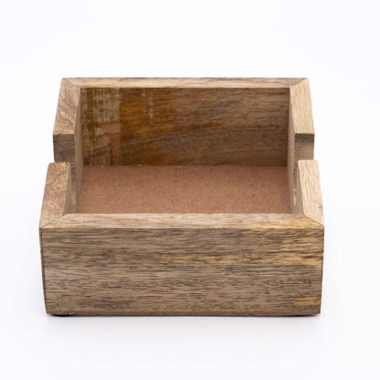 Untersetzer Set für 4 Gläser aus Mangoholz mit Motiv viereckig weiß