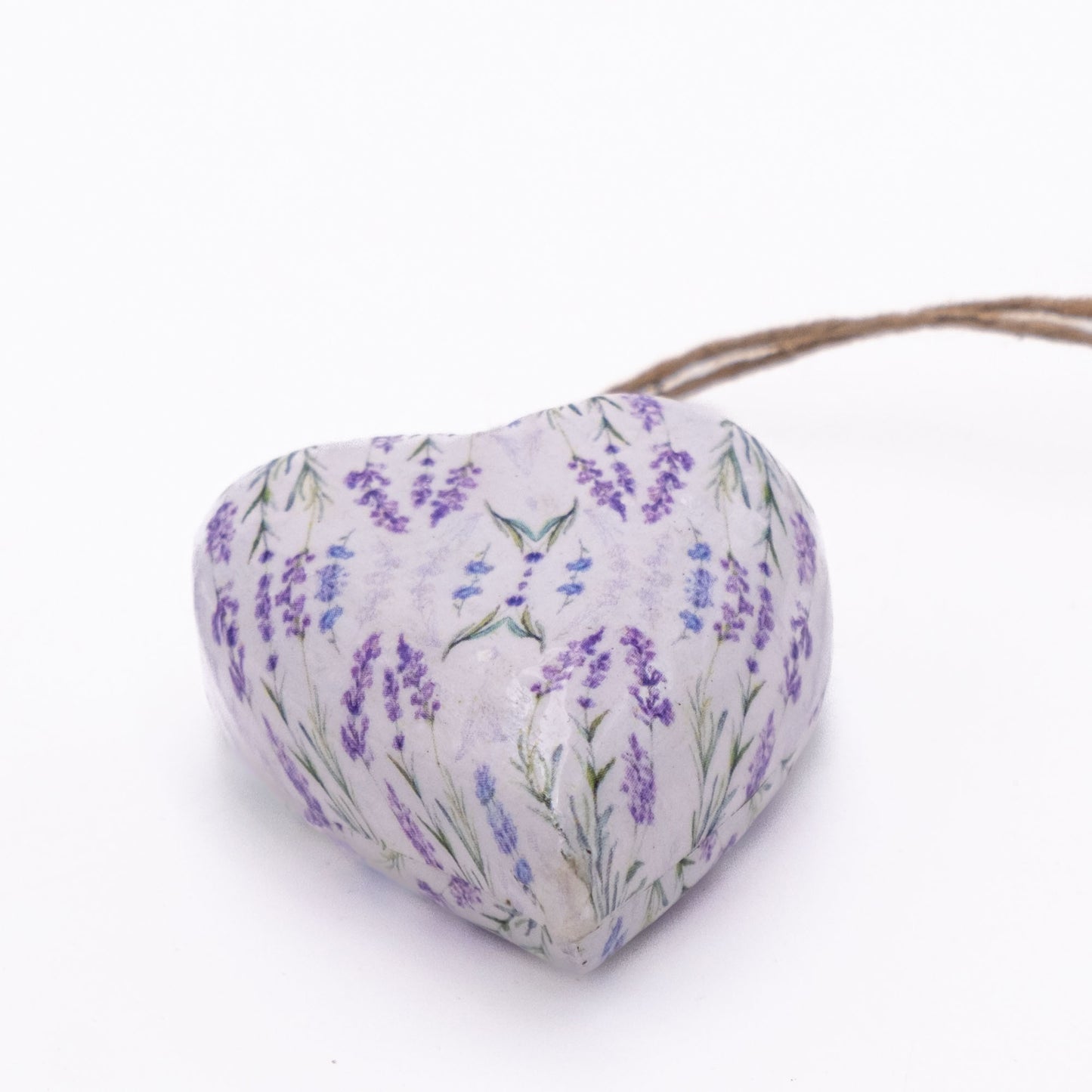 Deko Herz aus Mangoholz mit Lavendel Muster