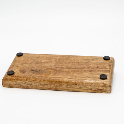 Schmucktablett rechteckig aus Mangoholz mit Motiv, blau