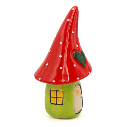 Wichtel Haus Keramik mit Herz Grün-Rot – 14 cm