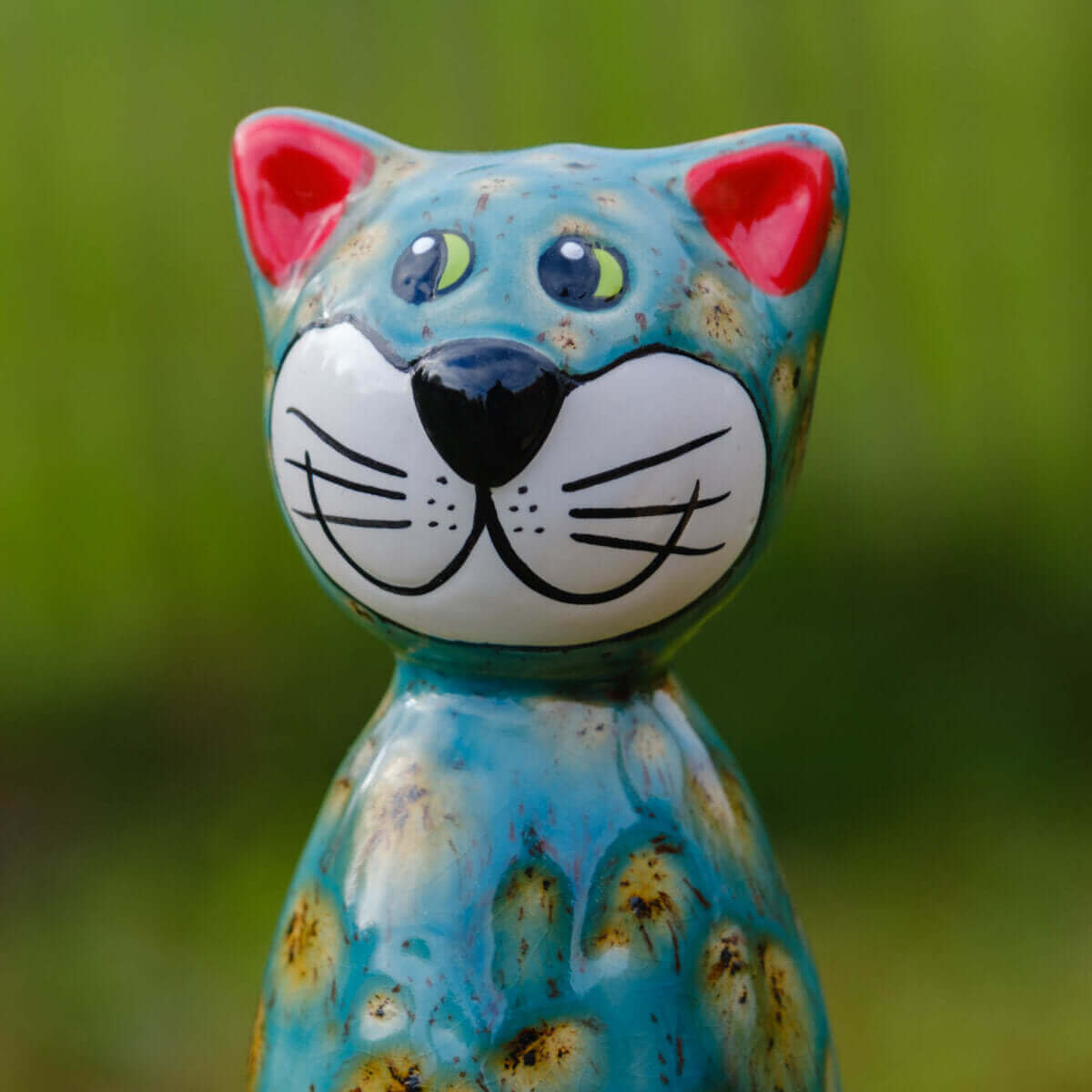 Keramik Katze klein mint für den Garten